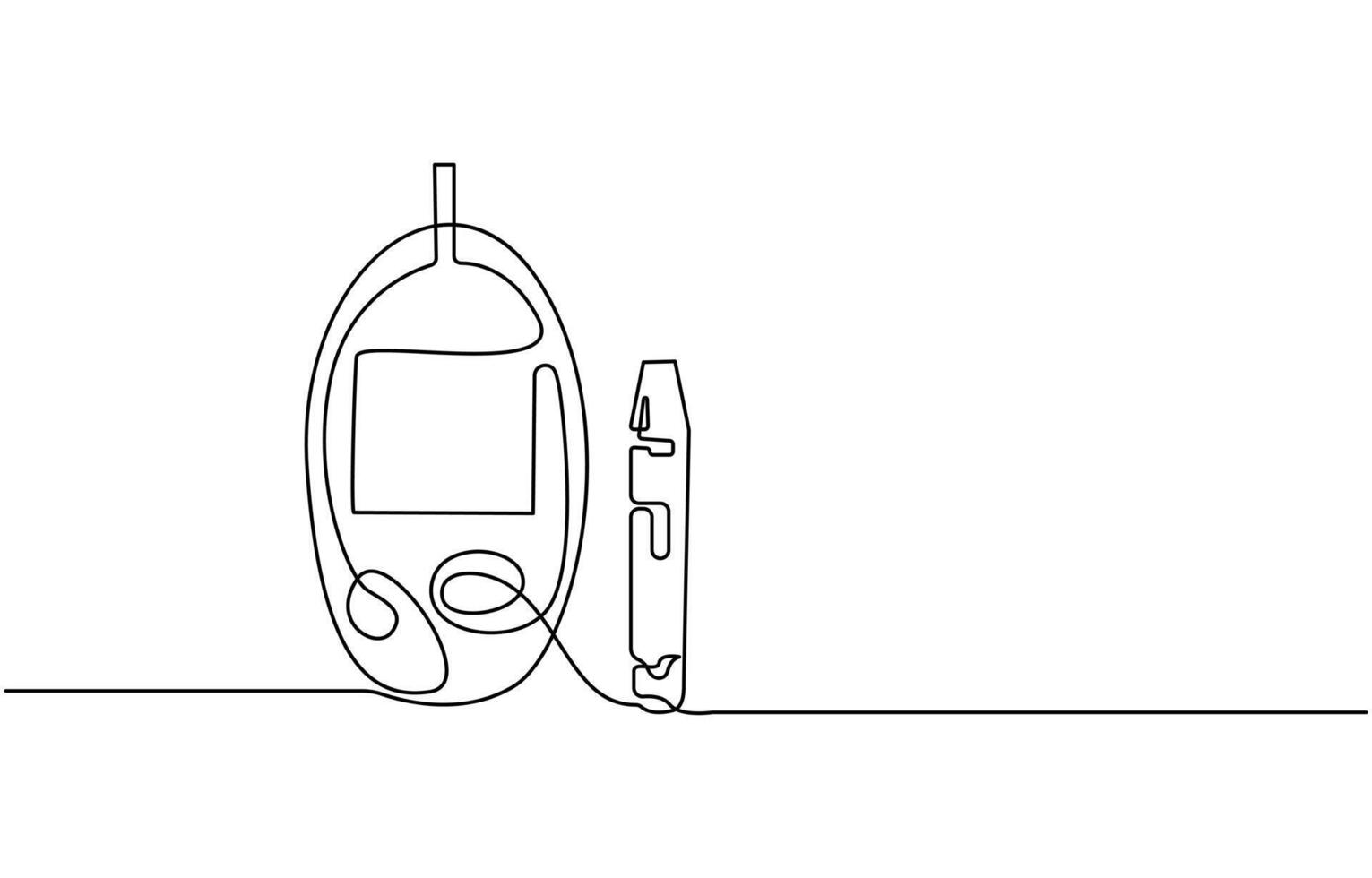Continuous one line drawing of diabetes measuring blood sugar before meal Diabetic health concept vector