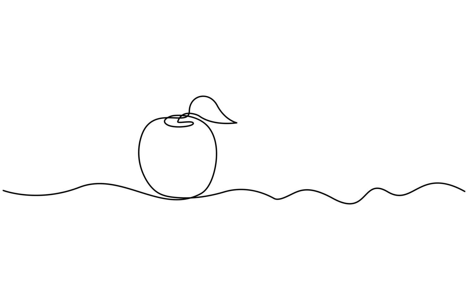 Continuous one single line art drawing of apples icon organic food vector
