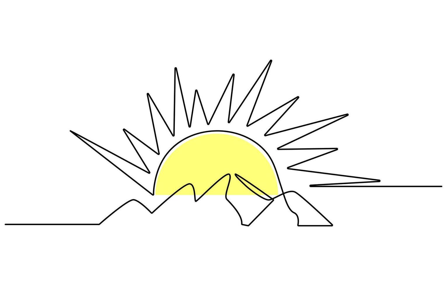 Continuous line sun summer art one sunshine outline icon vector