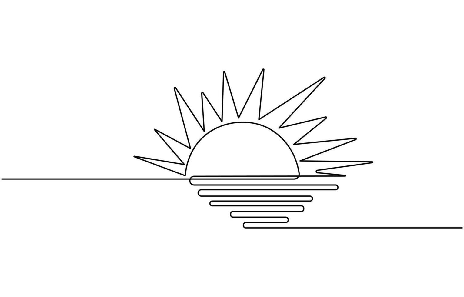Continuous line sun summer art one sunshine vector
