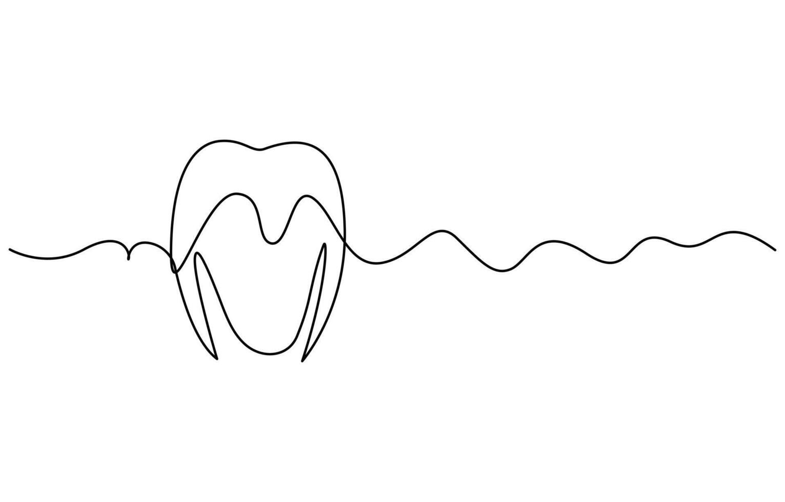Tooth icon in continuous line drawing style vector