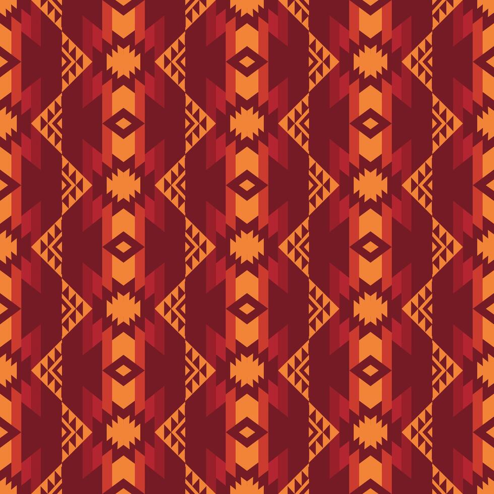Yellow-red color southwestern pattern. Colorful aztec southwestern geometric shape seamless pattern. Ethnic geometric pattern use for fabric, textile, home decoration elements, upholstery, etc. vector