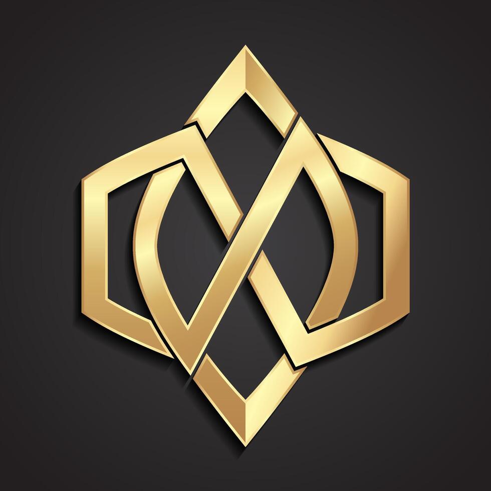 abstract shape linear geometric gold logo design vector