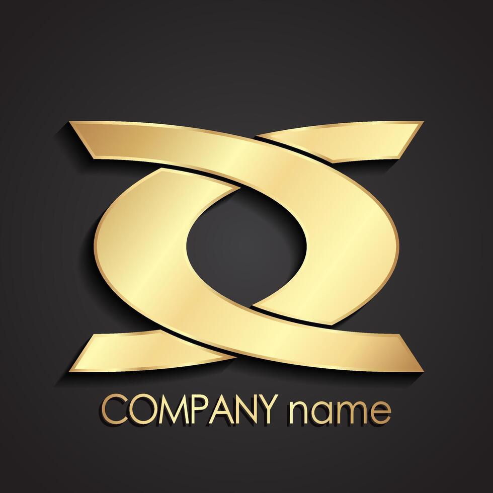 elegant abstract shape 3d golden logo design vector