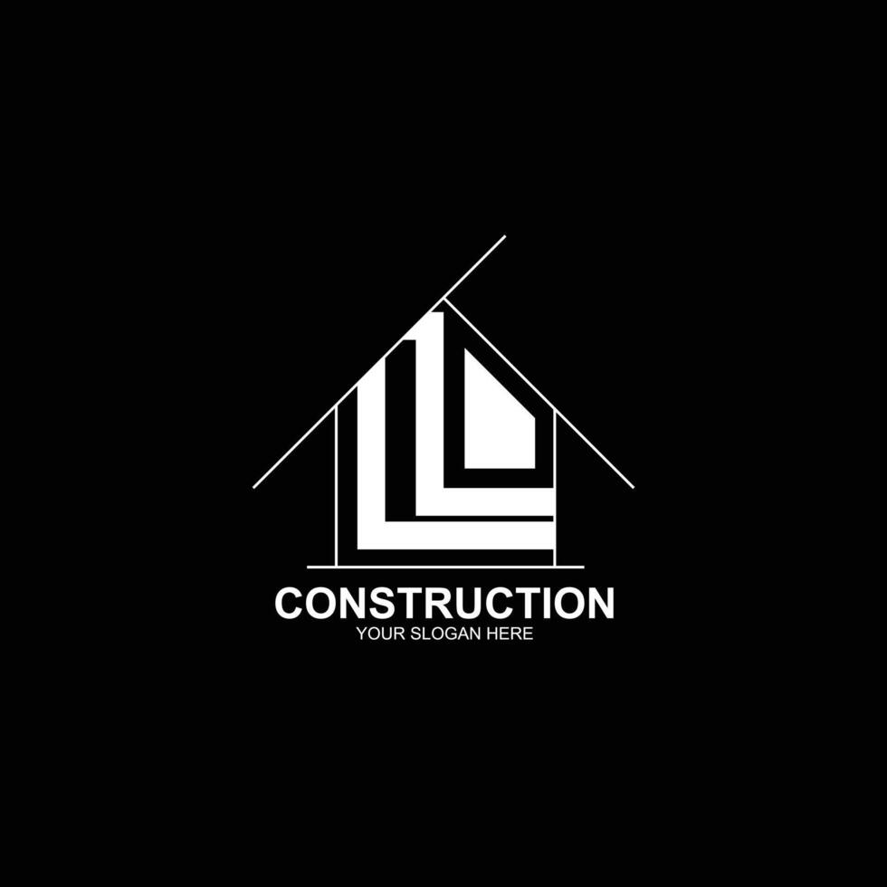 construction logo L initial icon with creative illustration vector