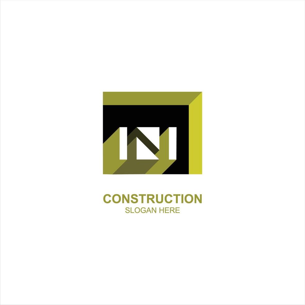 construction logo n initial icon with creative illustration vector