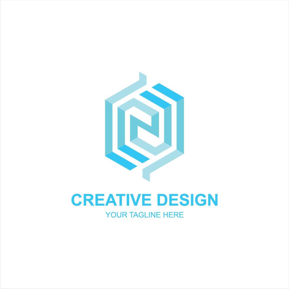 logo n initial icon with creative illustration vector