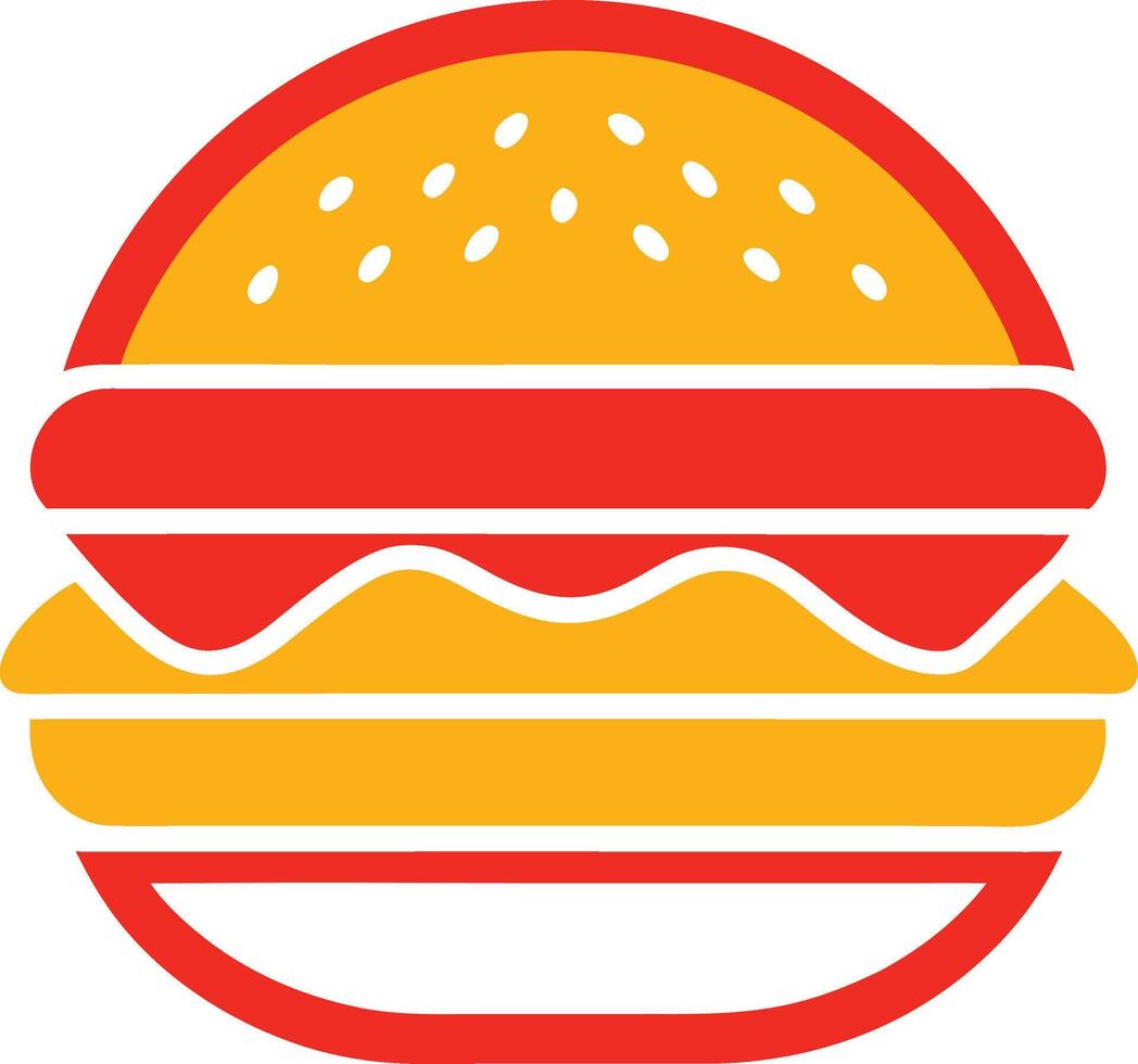 A burger is shown in a flat design vector