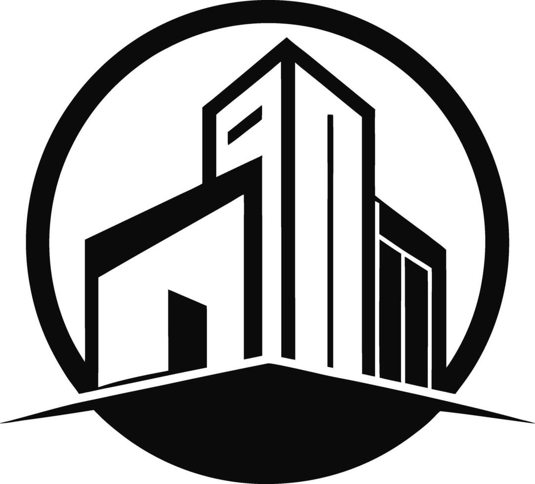 A black and white real estate logo of a building vector