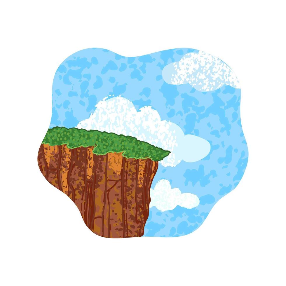 Colorful Textured Illustration of Cliff Isolated on White Background vector