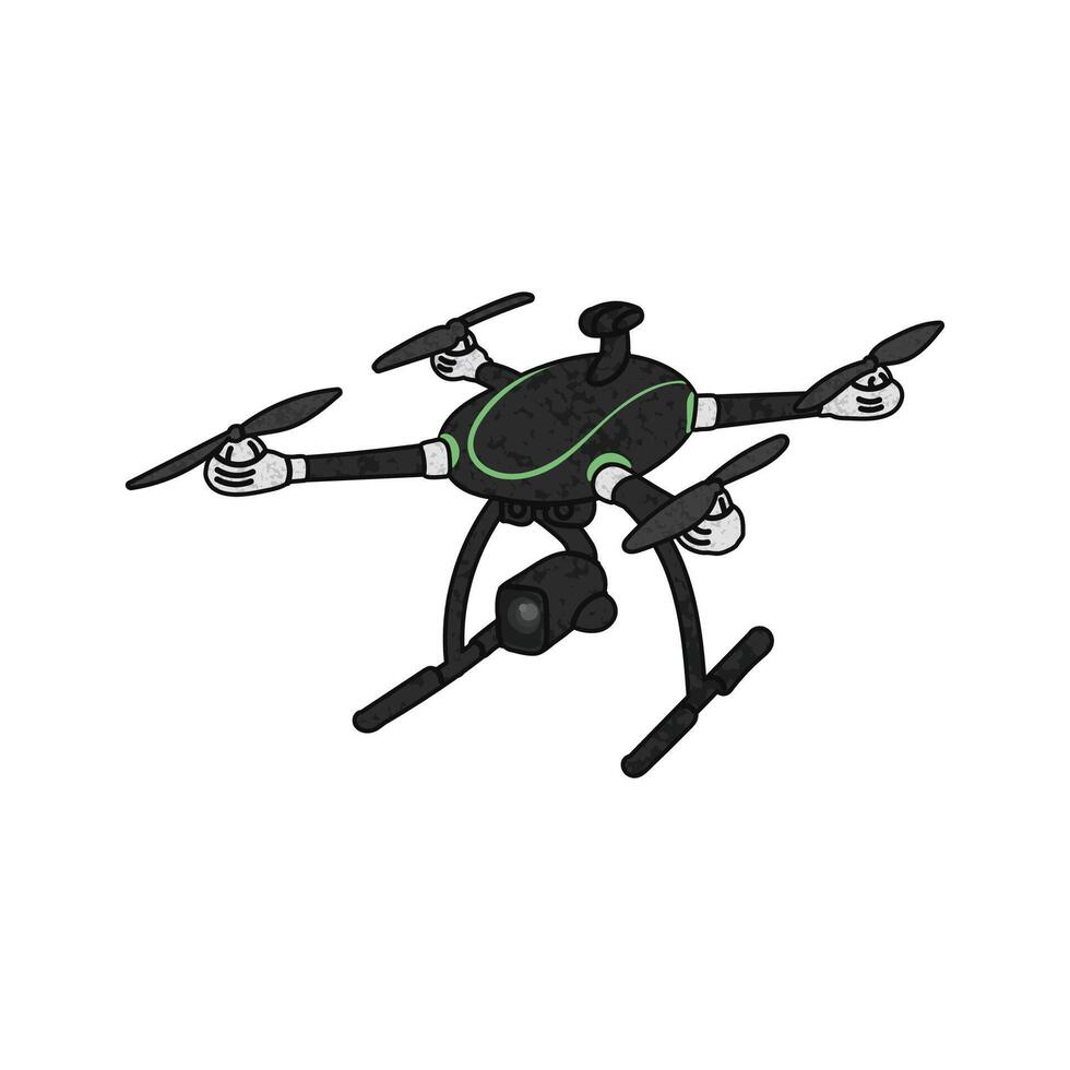 Colorful Textured Illustration of Drone Isolated on White Background vector