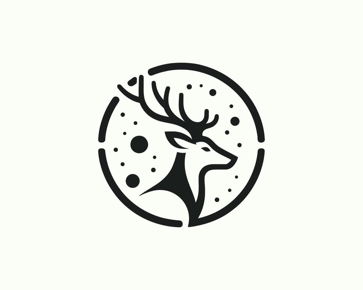 A deer head logo with a circle around it vector