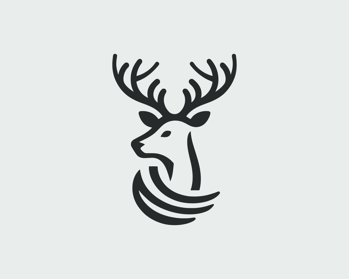 A deer head logo with a wave pattern vector