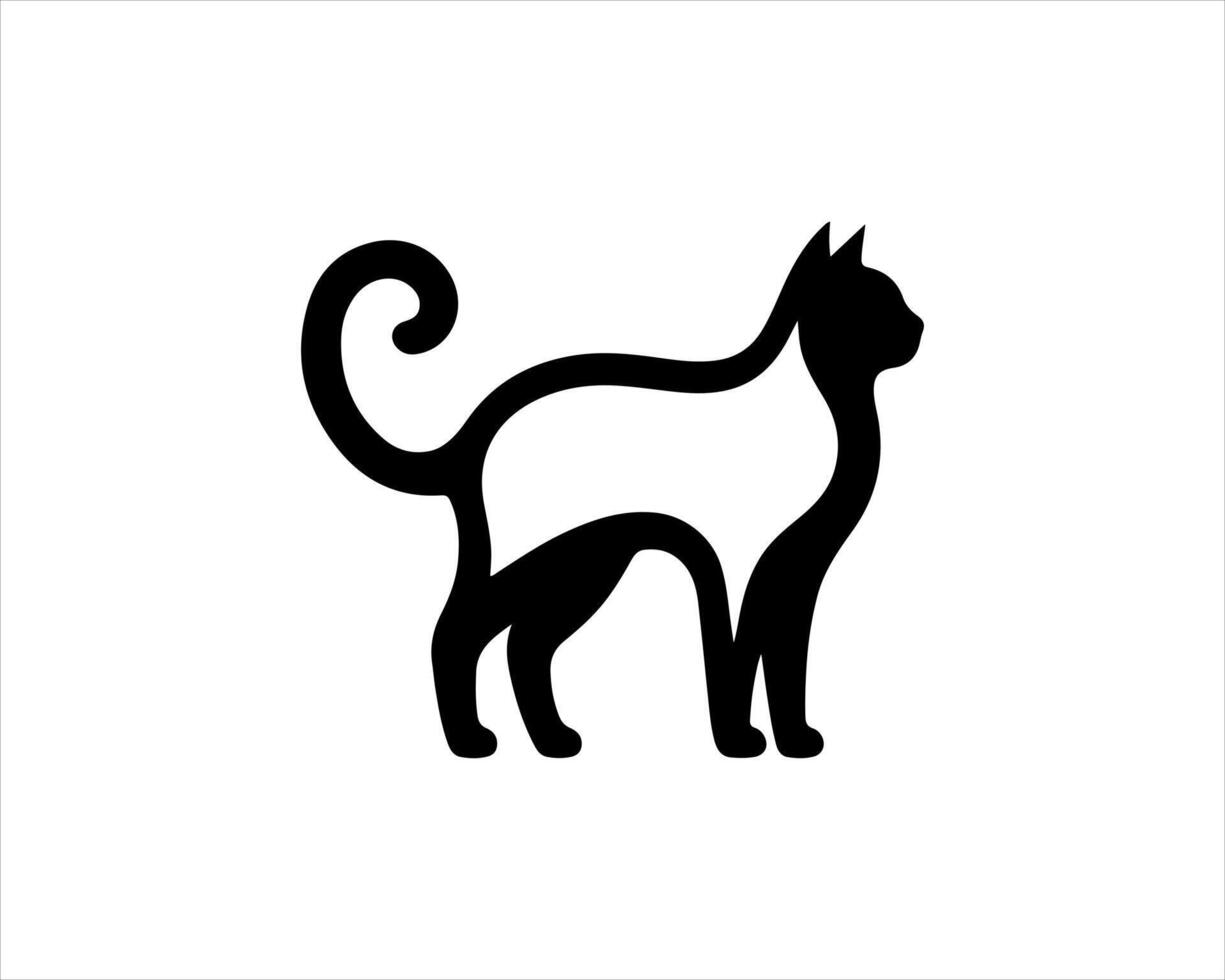 A black and white cat icon on a white background vector