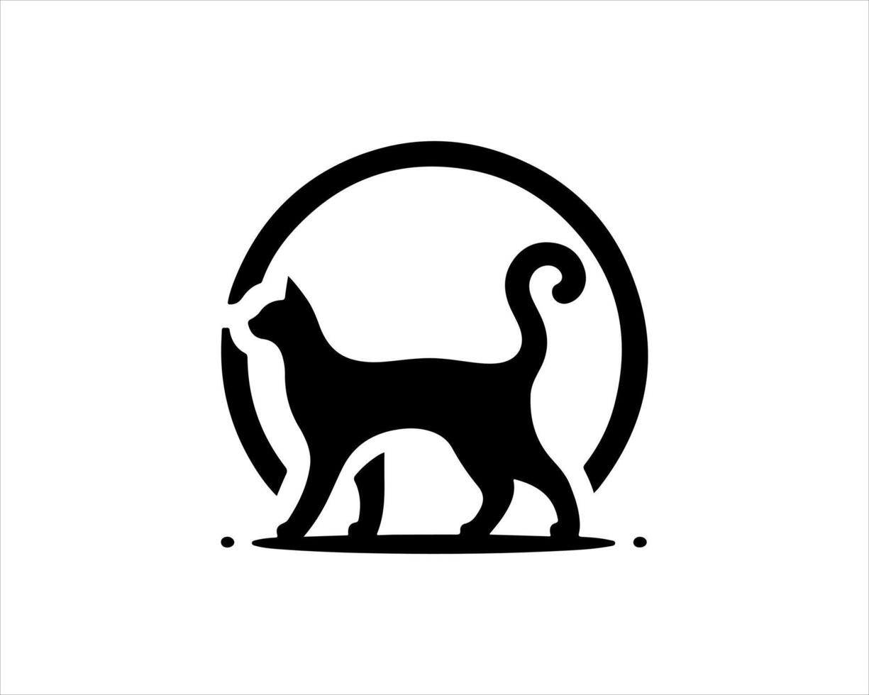 A black and white logo of a cat vector