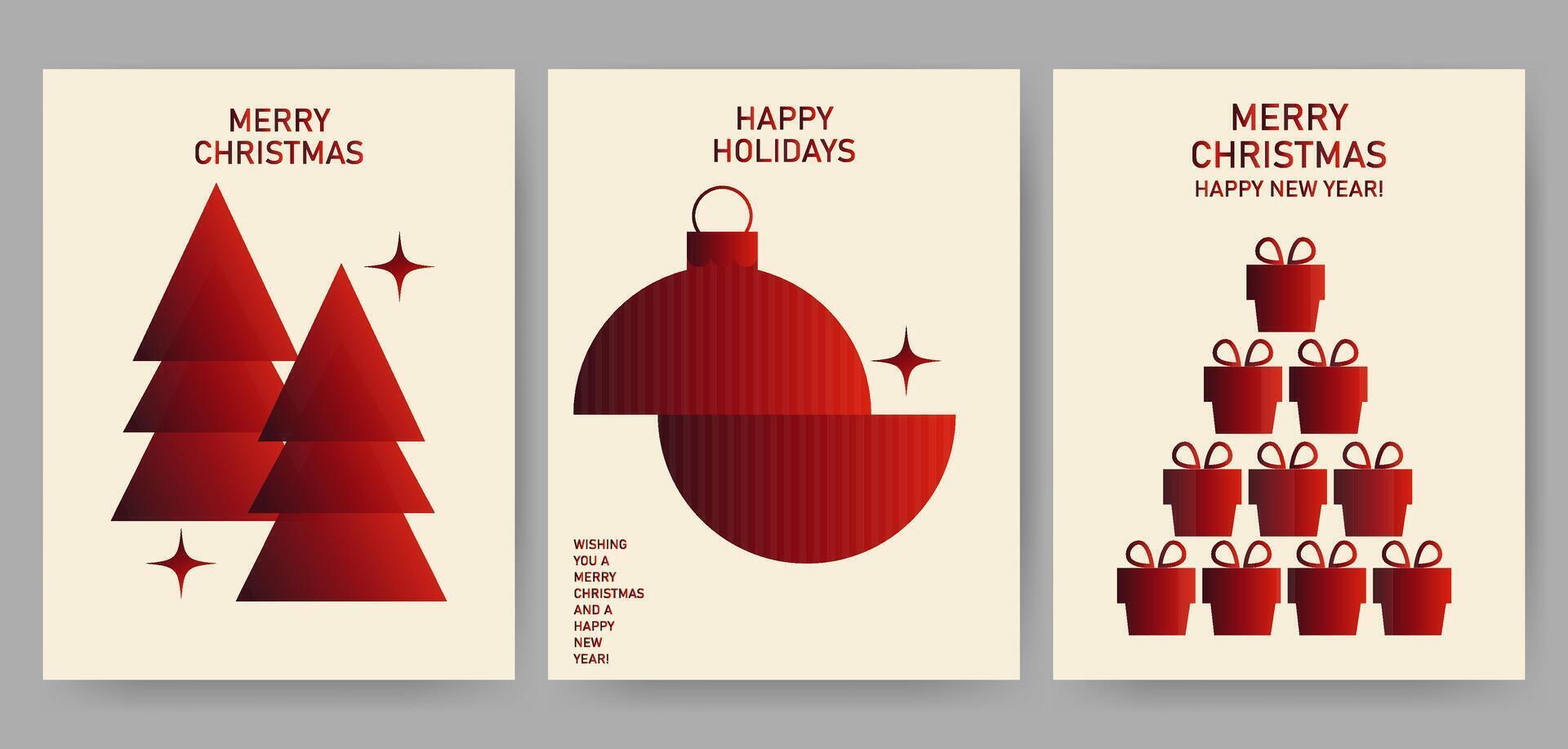 Set of Merry Christmas background, banner, cover, poster design with trendy abstract style illustration vector