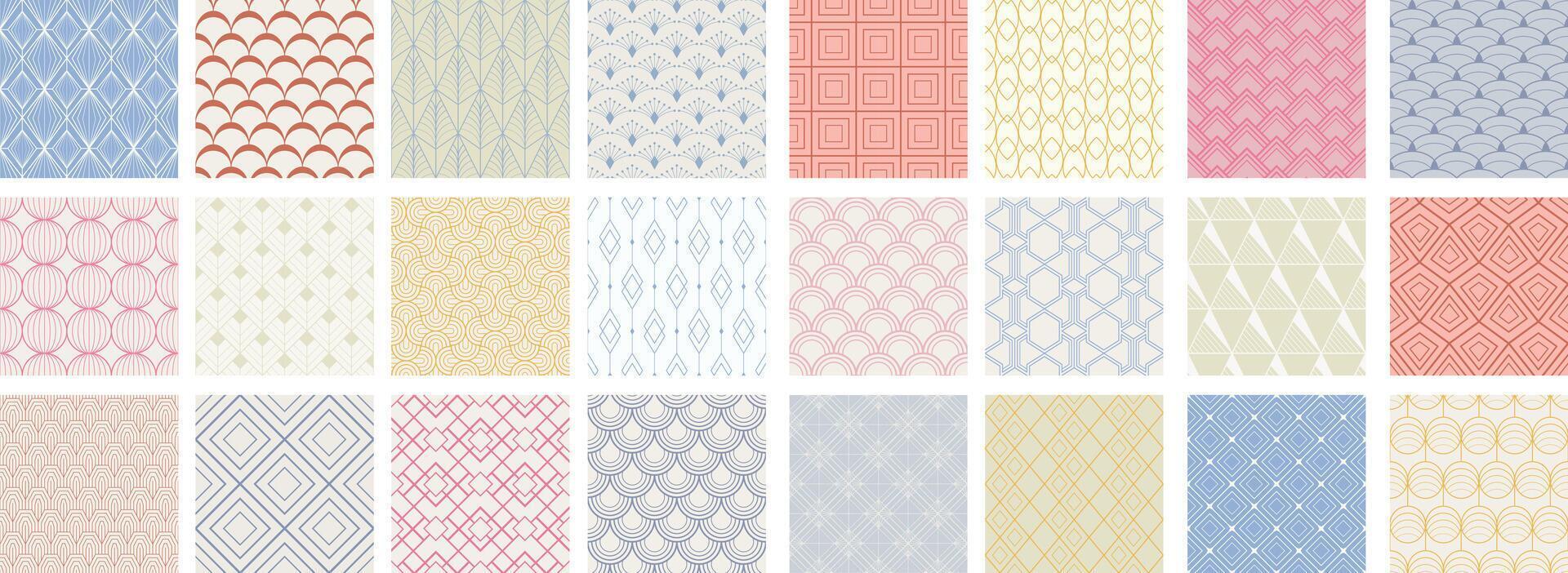 Collection of decorative seamless ornamental geometric patterns - colorful design. Repeatable delicate backgrounds. Decorative elegant prints vector