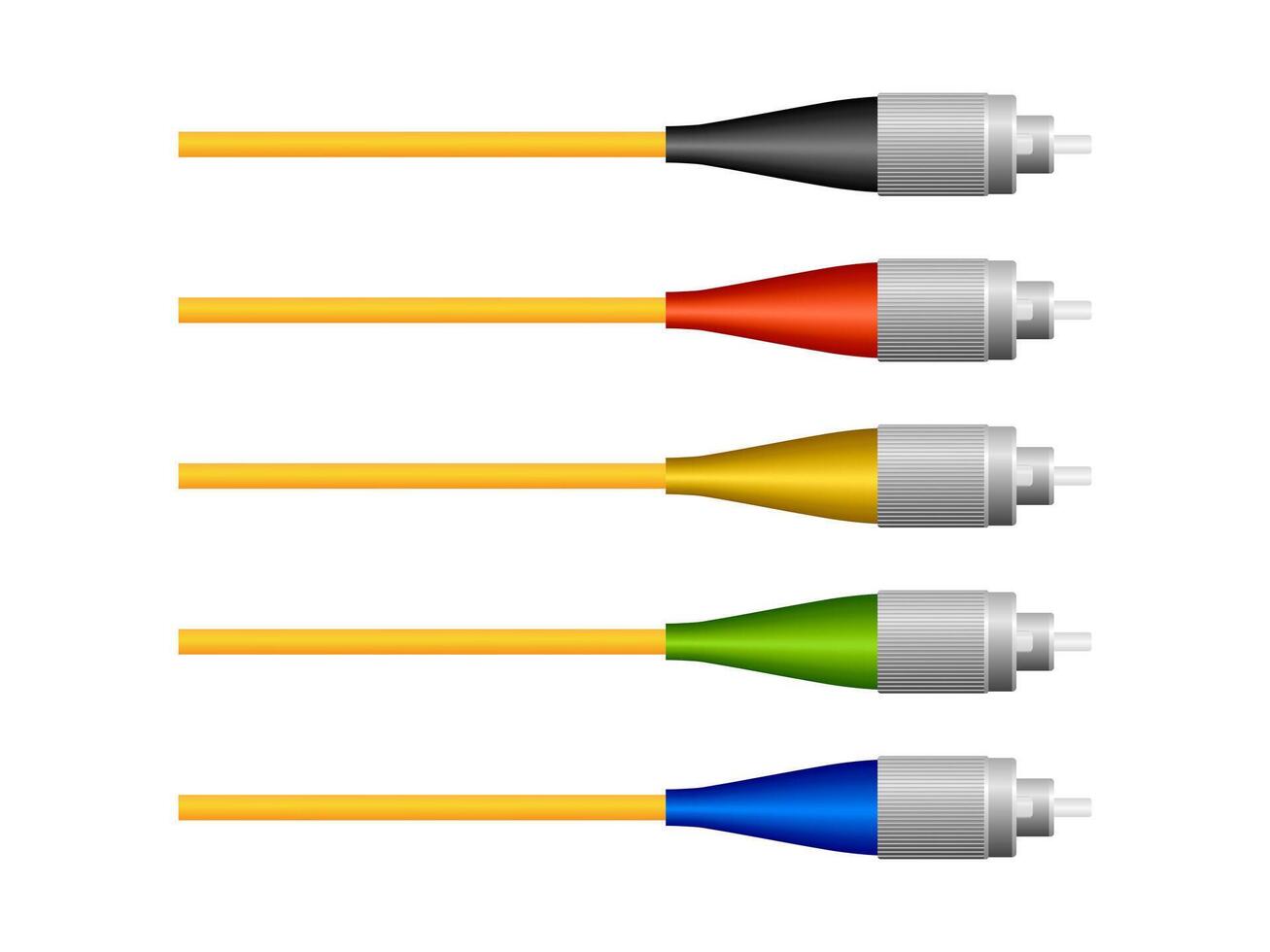 Realistic fiber optic cable with FC connector on white background. illustration EPS 10. vector