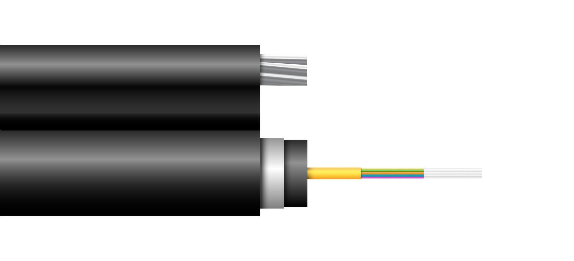 Realistic optic fiber cable on white background. illustration EPS 10. vector