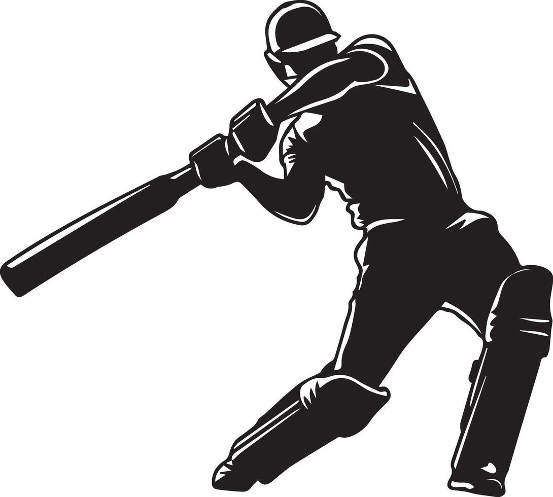 Cricket player batter silhouette illustration vector