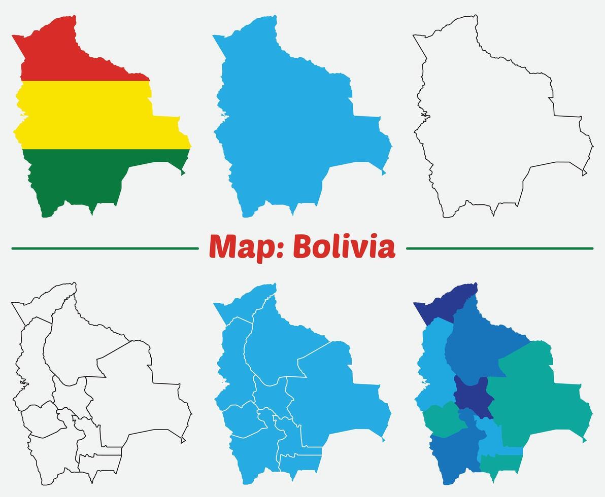 Bolivia Map with editable Regions and Map of Bolivia. High detailed orange map with Borders. vector