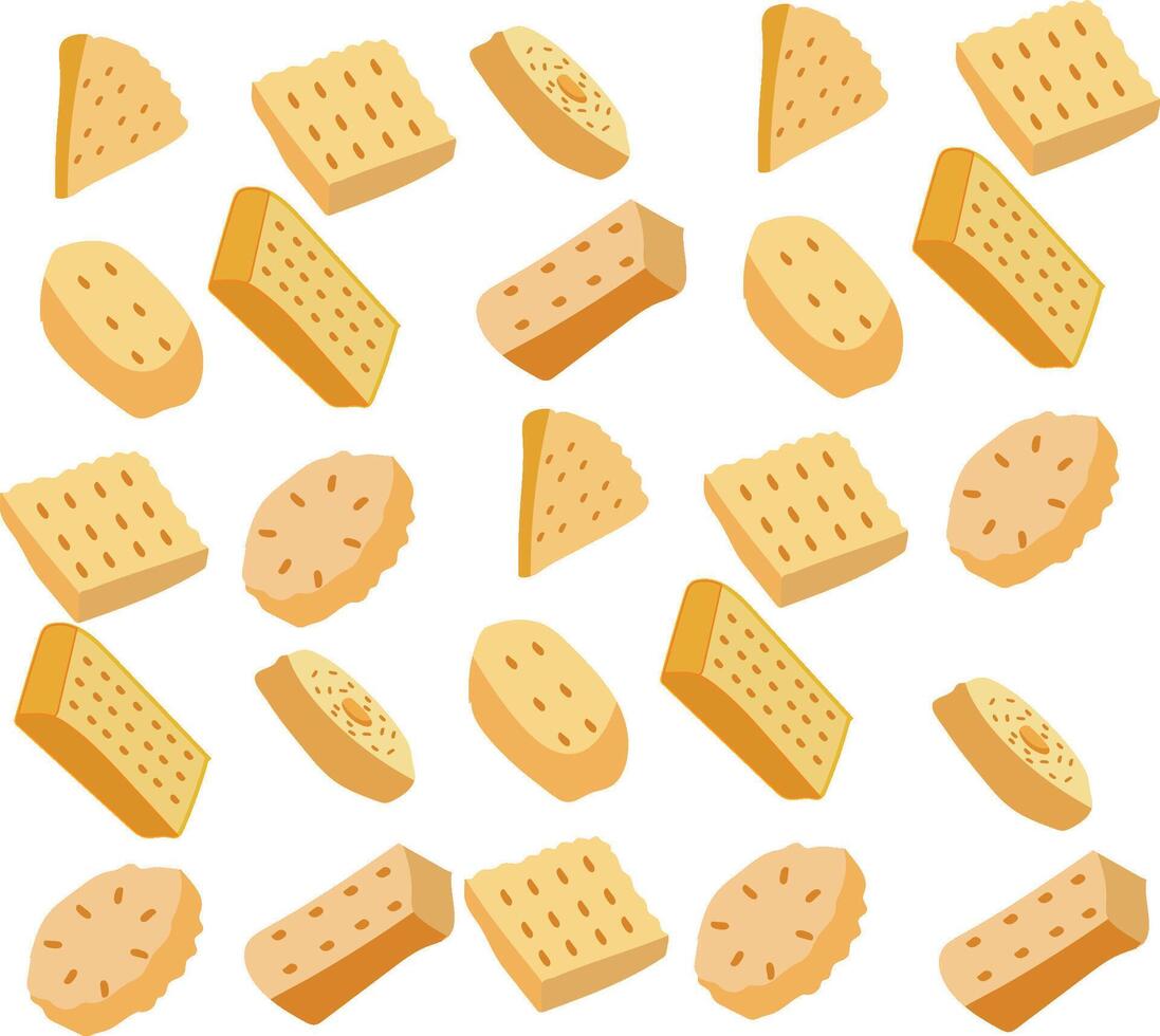 A pattern of biscuits and crackers vector