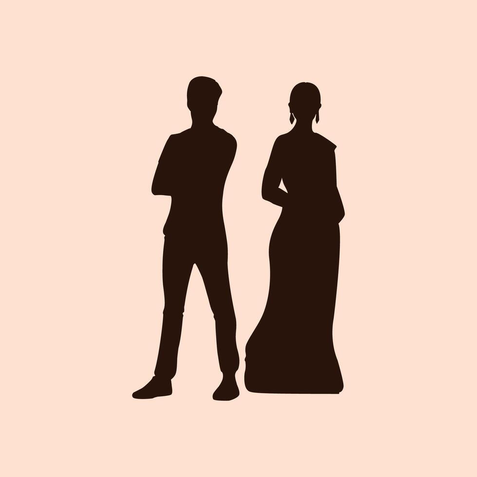 Man and Woman in silhouette illustration vector