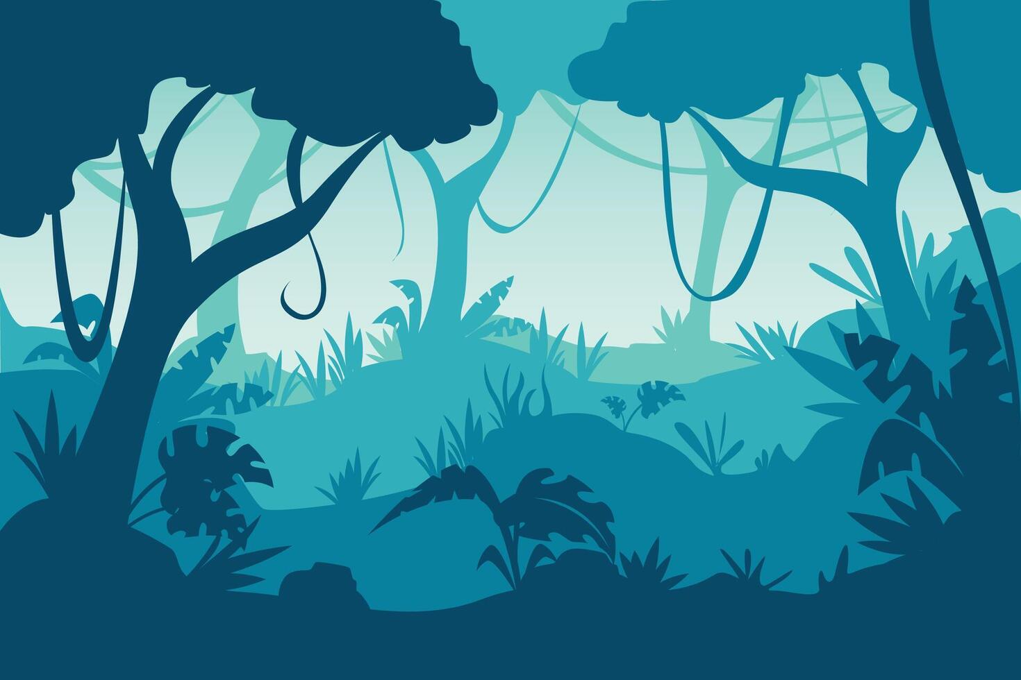 Tropical forest in Blue Gradient shades illustration vector