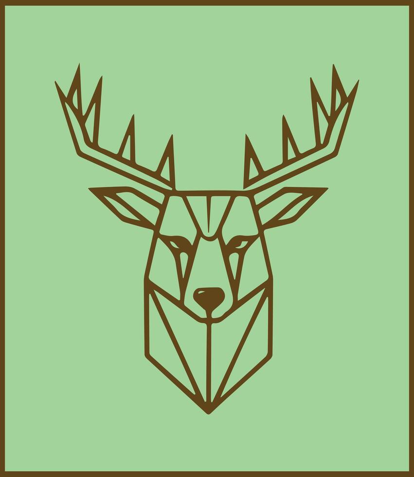 brown line deer geometrycal design on isolated light green background vector