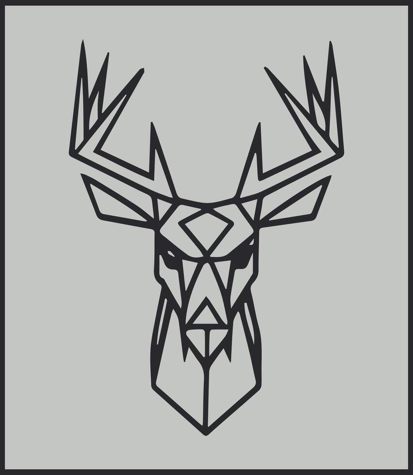 black line deer geometrycal design on isolated grey background vector