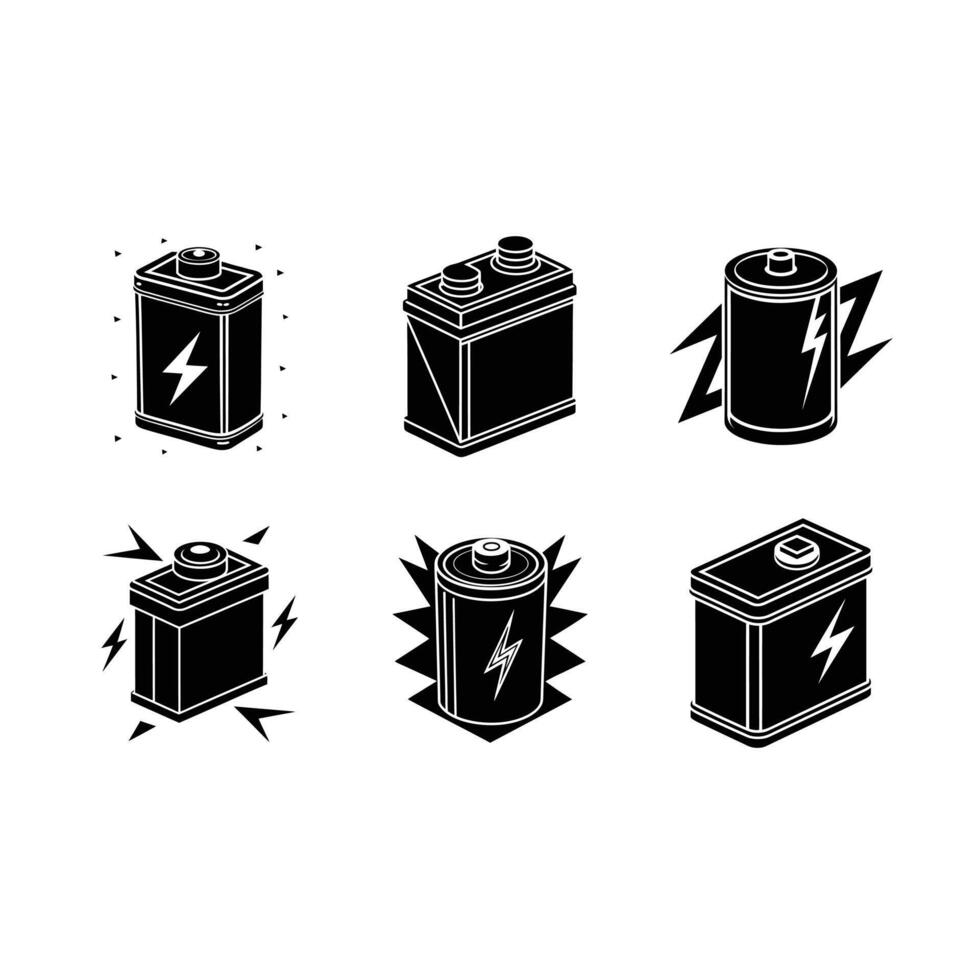 Battery and Linocut Silhouette Design vector