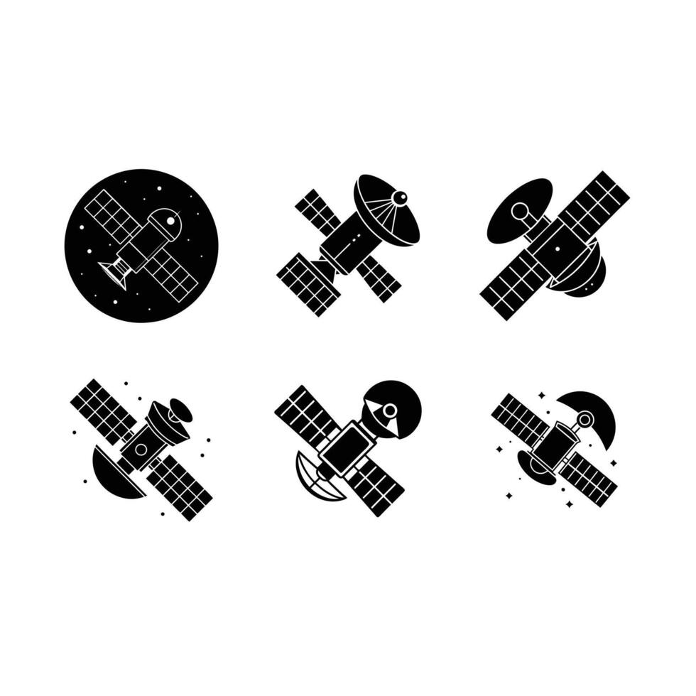 Satellite Icon - and Linocut Silhouette Design vector