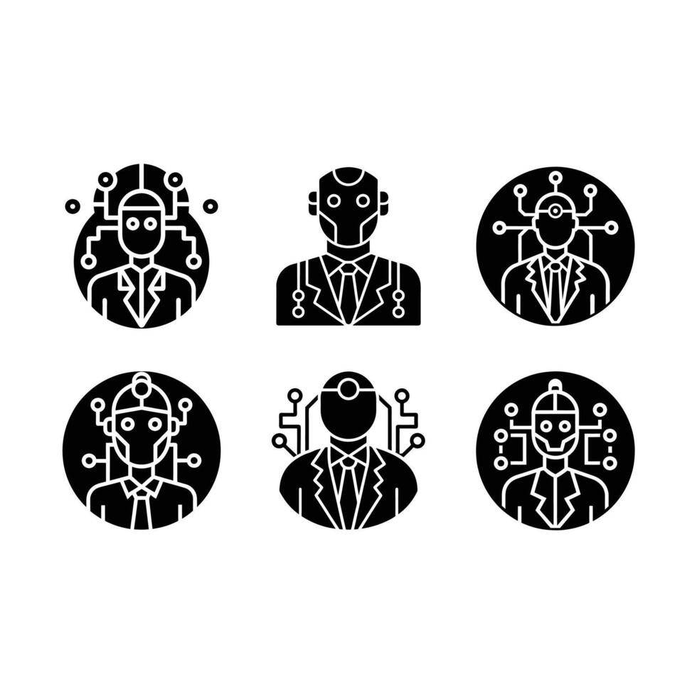 AI Ethics Icon - and Linocut Silhouette Design vector