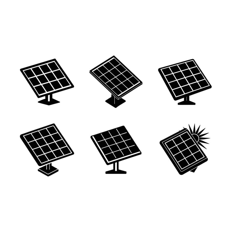 Solar Panel Icon - and Linocut Silhouette Design vector