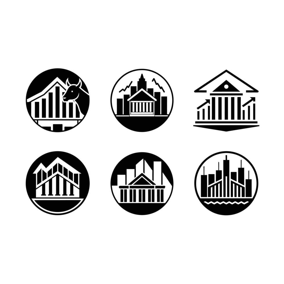 Stock Exchange Icon - and Linocut Silhouette Design vector