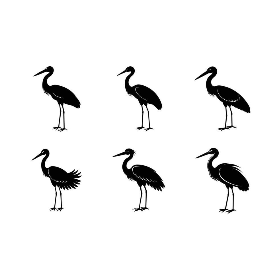 Stork Silhouette - and Linocut Style Design vector