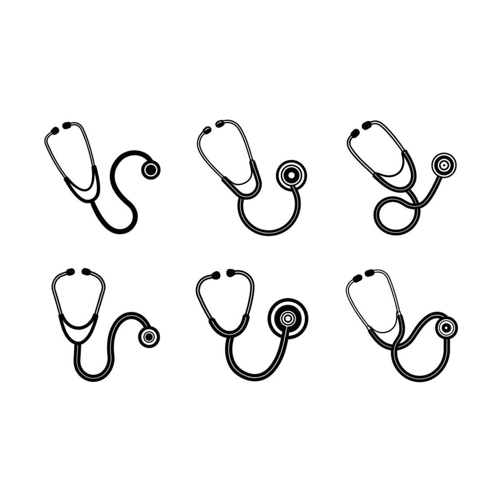Stethoscope and Linocut Silhouette Design vector