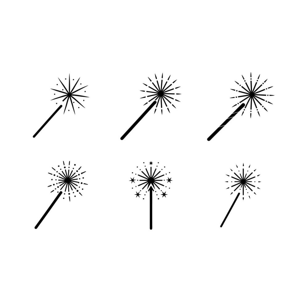 Sparkler Icon - and Linocut Silhouette Design vector
