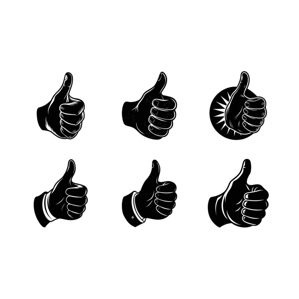 Thumbs-Up and Linocut Silhouette Design - Artwork vector