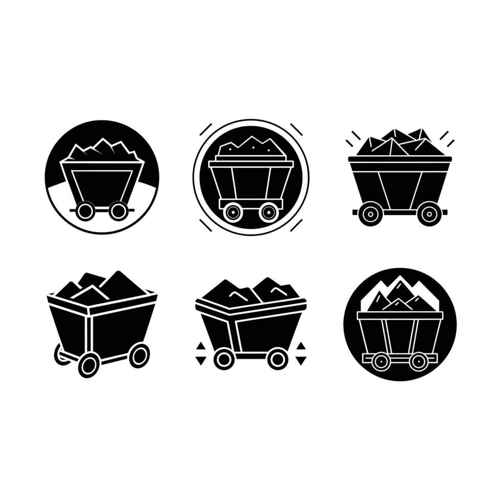 Mining Map Icon - and Linocut Silhouette Design vector