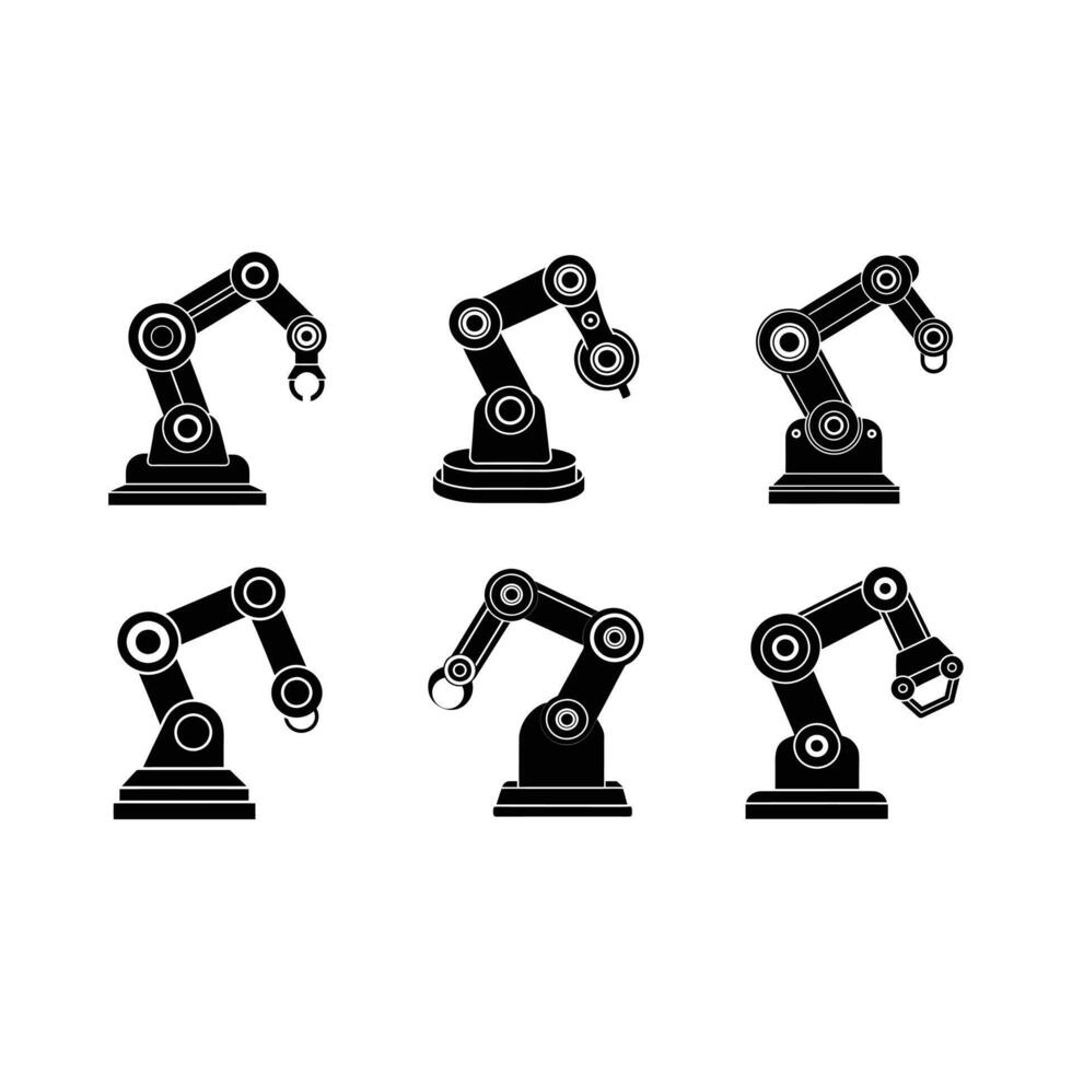 Robotic Arm with and Linocut Silhouette Design vector