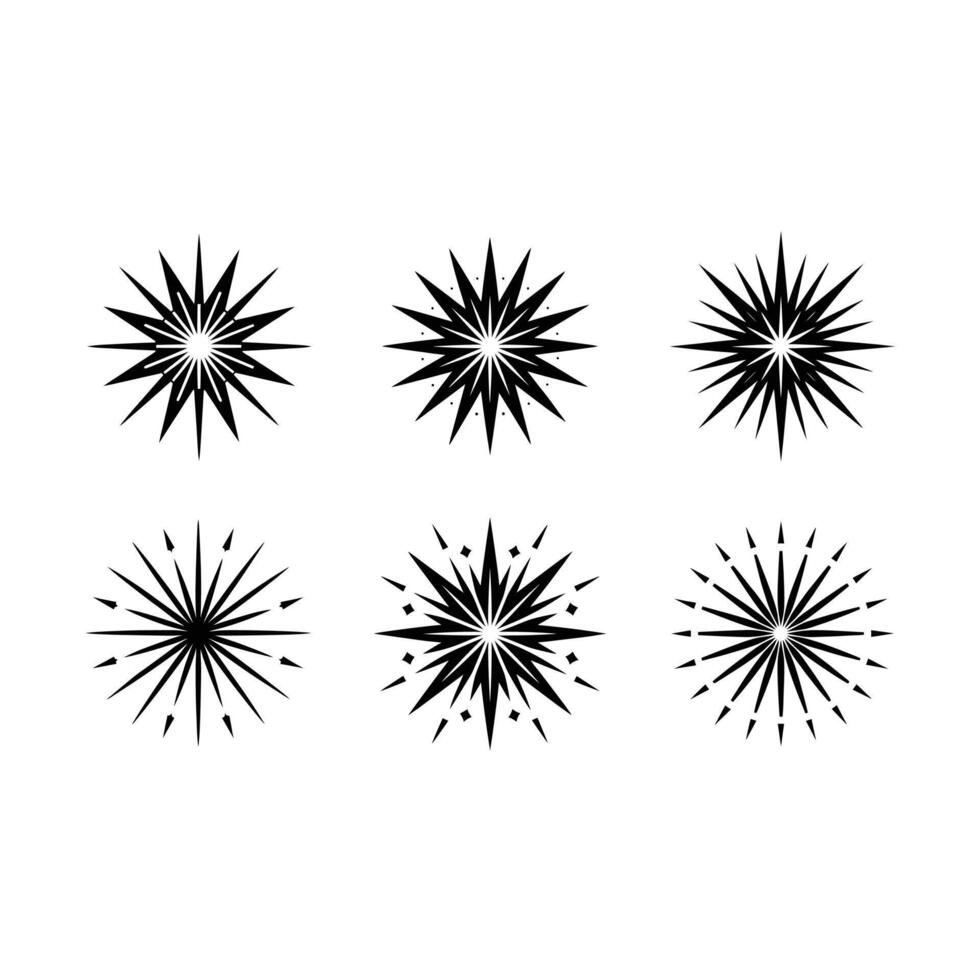 Starburst Firework and Linocut Silhouette Design vector