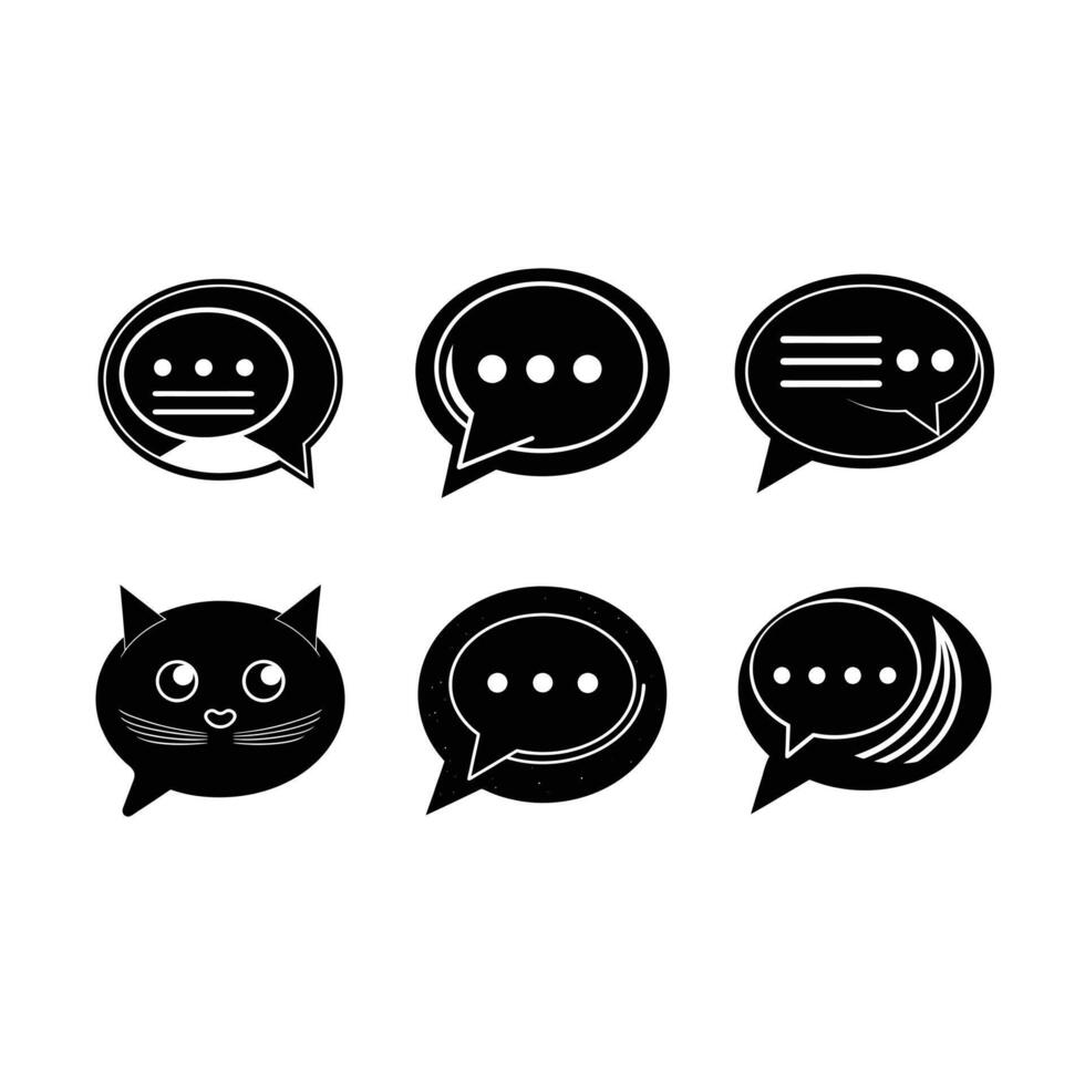 Chat Icon - and Linocut Silhouette Design vector