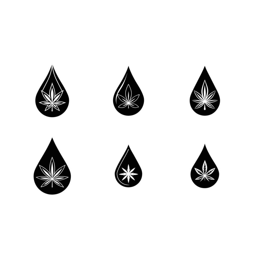 CBD Drop Icon - and Linocut Silhouette Design vector