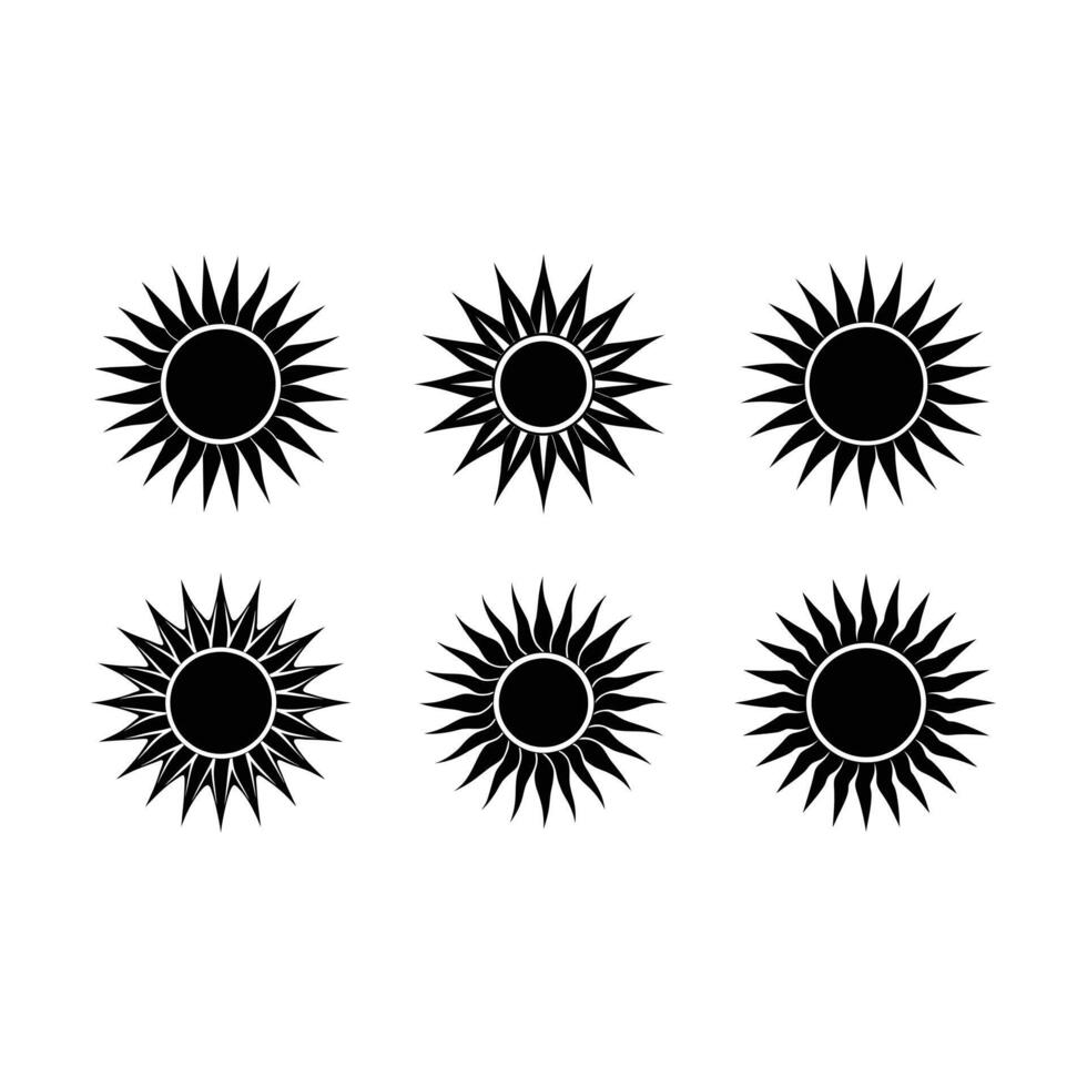 Sun Icon and Linocut Silhouette Design vector
