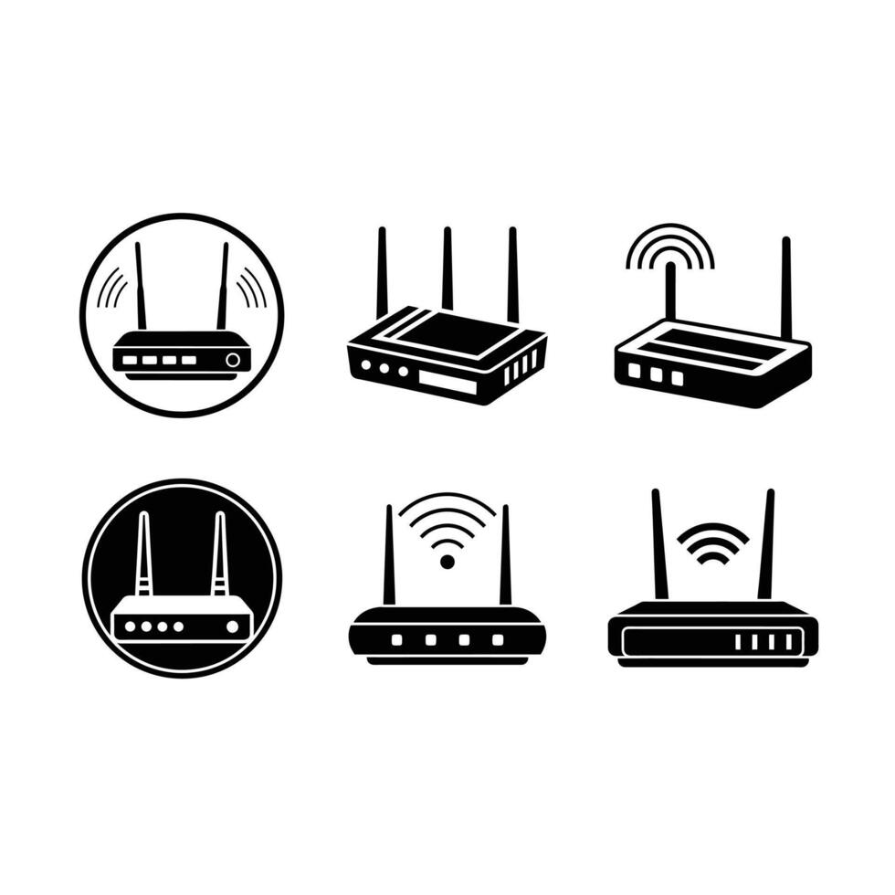 Router Icon - and Linocut Silhouette Design vector