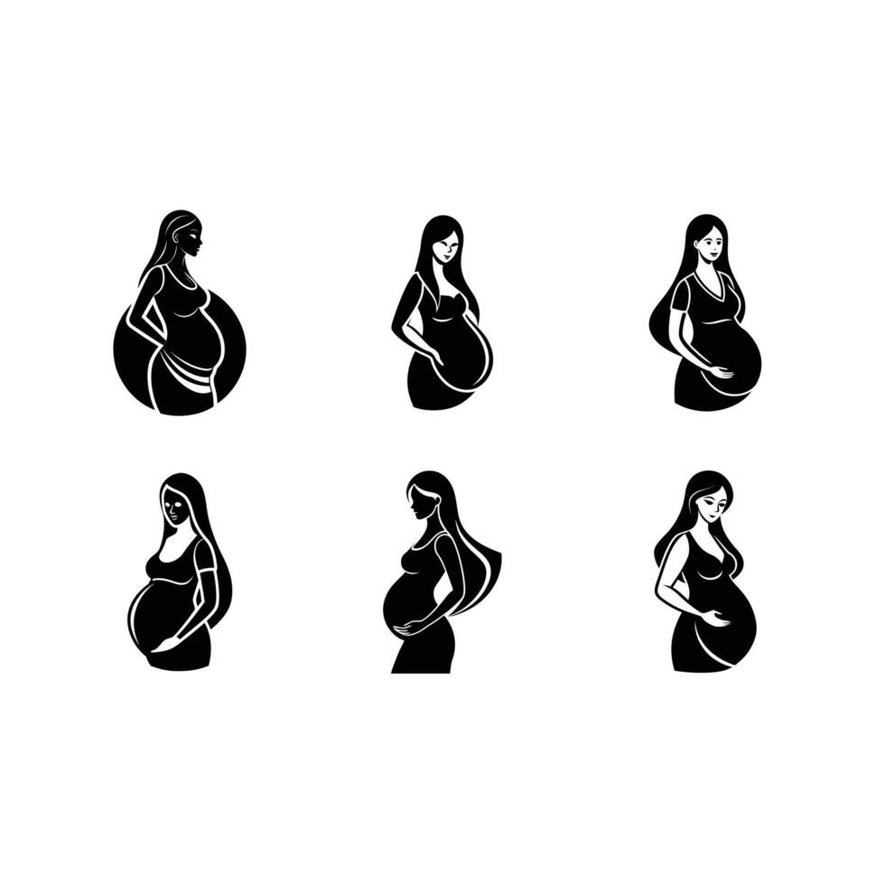 Pregnancy Nutrition and Linocut Silhouette Design Artwork vector