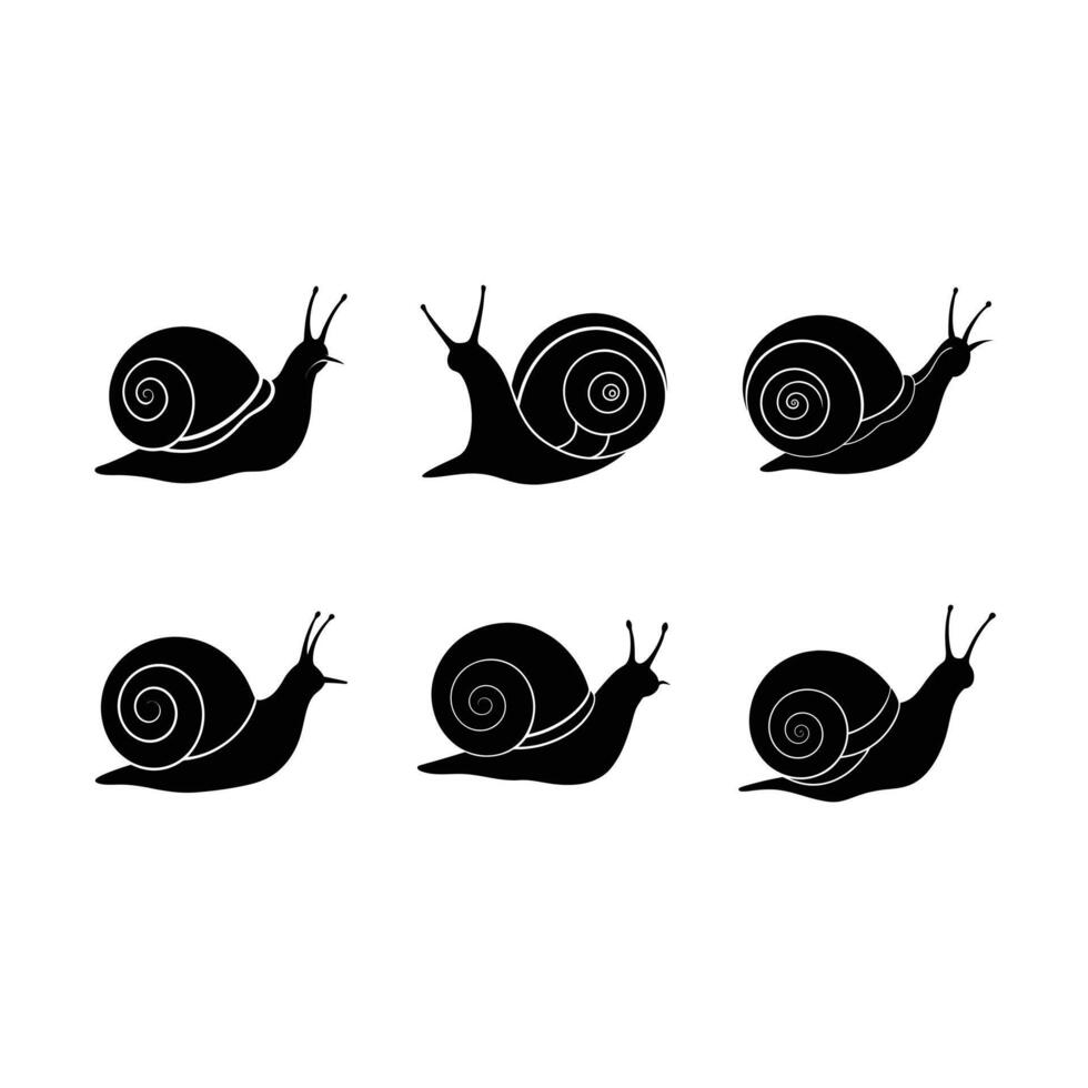 Snail Silhouette and Linocut Design vector
