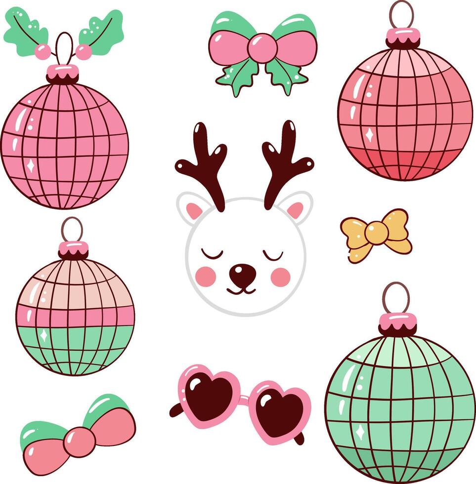 Festive Pastel Christmas Ornaments vector
