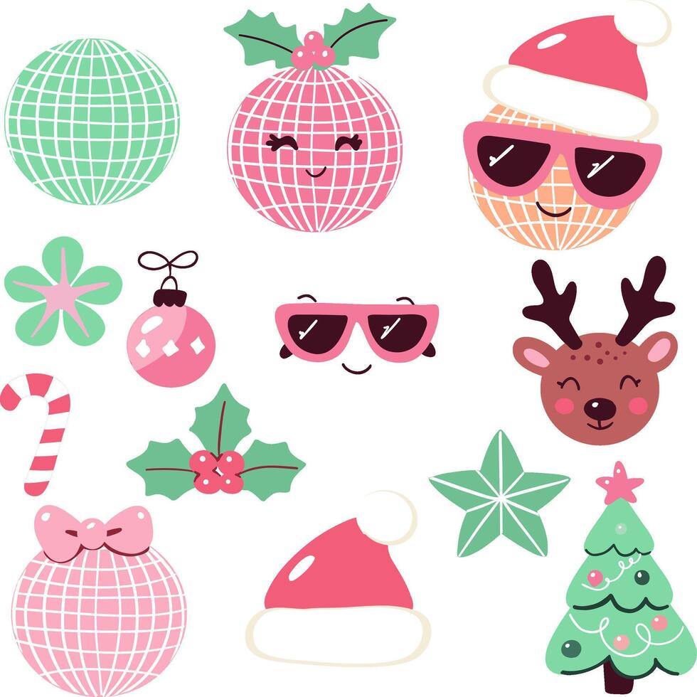 Festive Pastel Holiday Elements vector